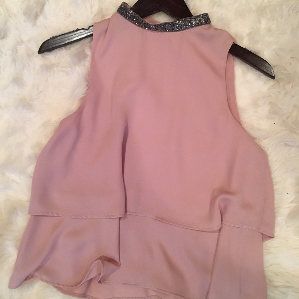 Zara Beaded Pink Flowy Top